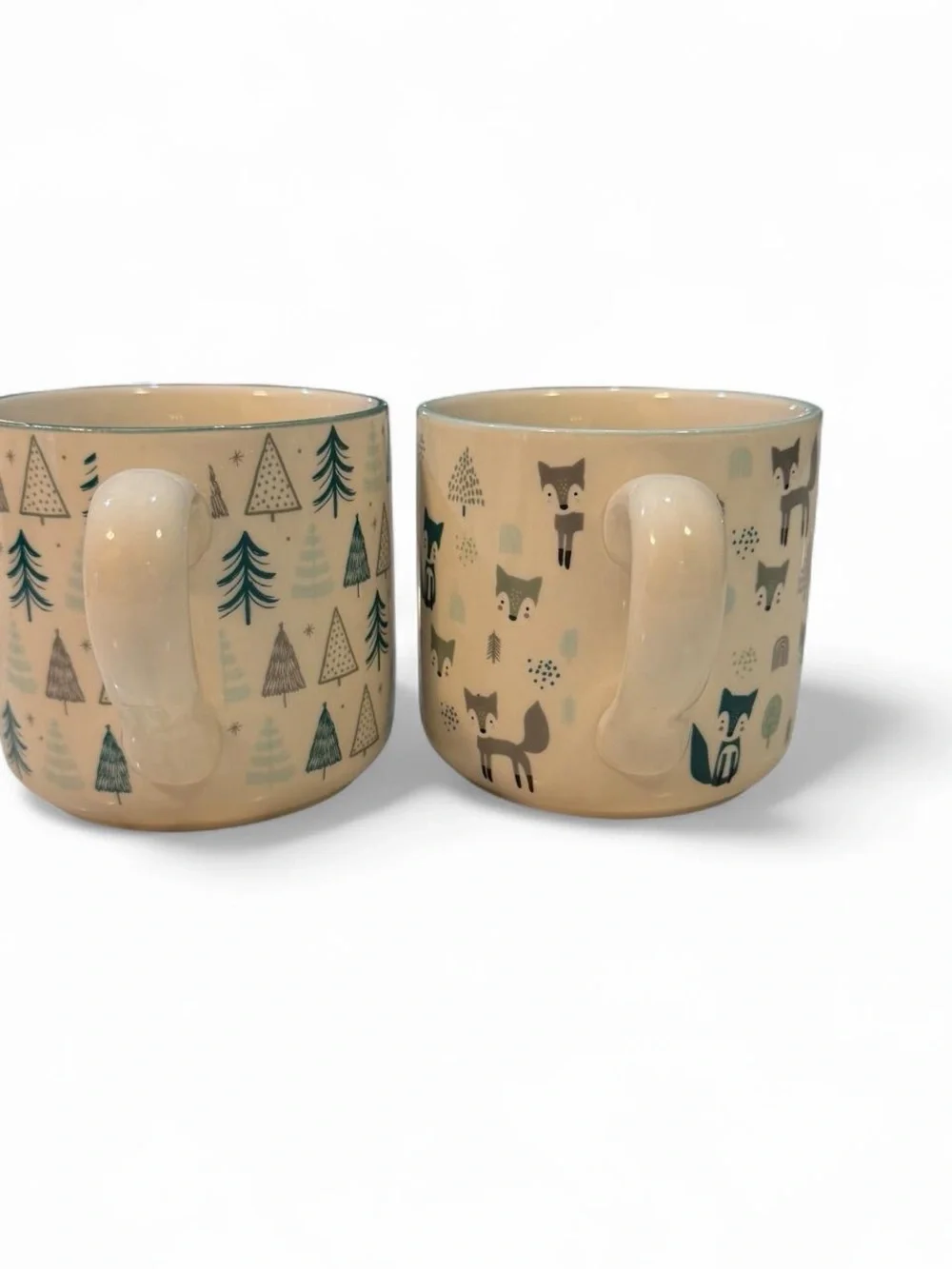 Ceramic Forest Fox Pattern mugs. Set of 2